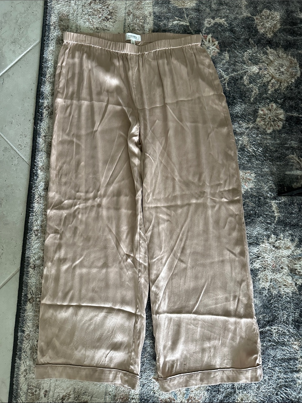 Haven Well Within Silk Tan Wide-Leg PJ Pants